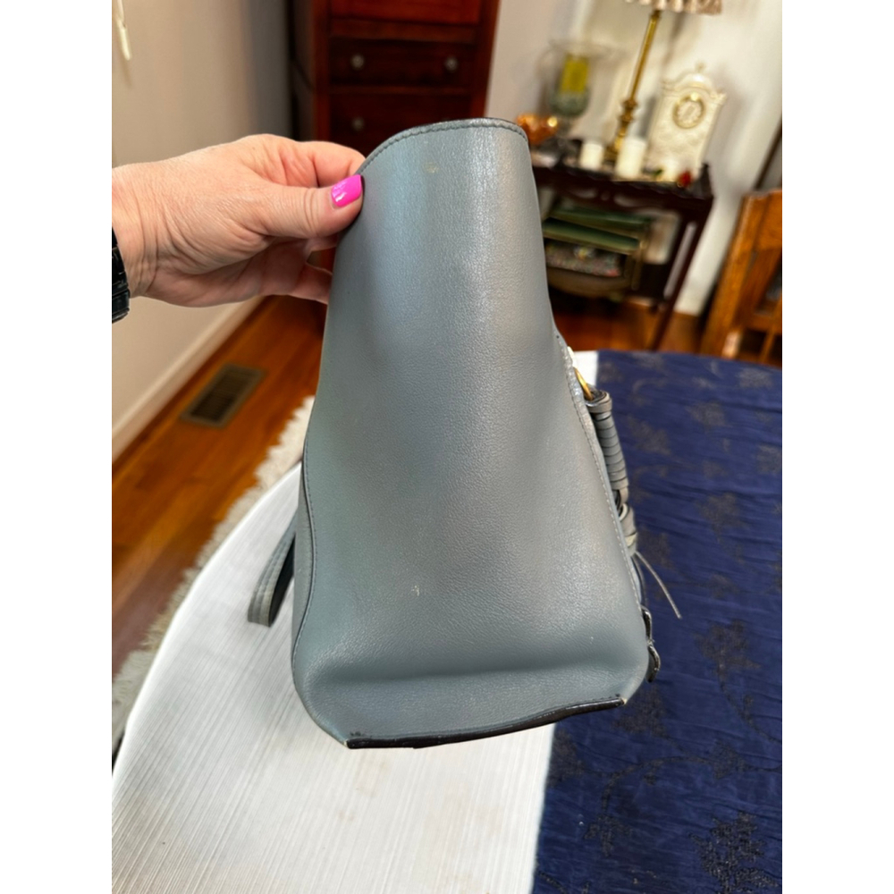 Chloé Leather Slate Blue Leather & Gray Suede Tote Bag - Picture 7 of 16